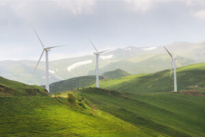 Wind turbines in the countryside.